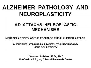 ALZHEIMER PATHOLOGY AND NEUROPLASTICITY AD ATTACKS NEUROPLASTIC MECHANISMS