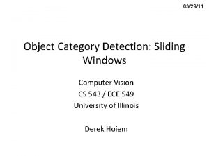 032911 Object Category Detection Sliding Windows Computer Vision