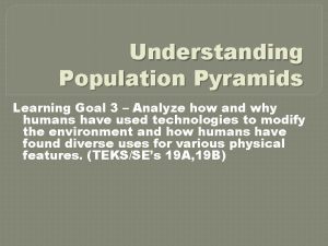 Understanding Population Pyramids Learning Goal 3 Analyze how