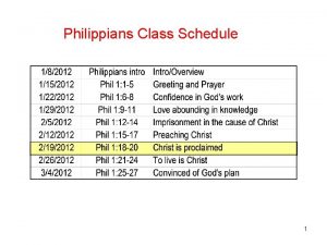 Philippians Class Schedule 1 Philippians 1 18 20