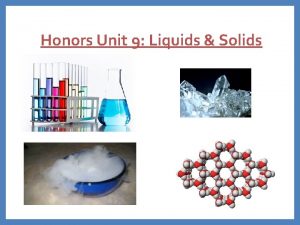 Honors Unit 9 Liquids Solids Three States of