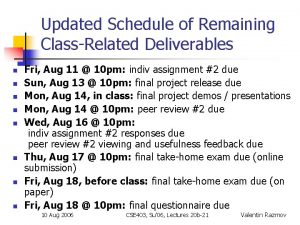 Updated Schedule of Remaining ClassRelated Deliverables n n
