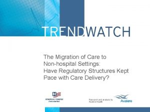 The Migration of Care to Nonhospital Settings Have
