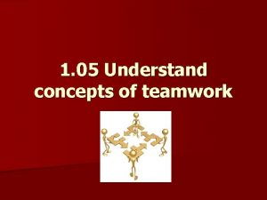 1 05 Understand concepts of teamwork Teamwork n
