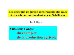 Les stratgies de gestion conservatoire des eaux et