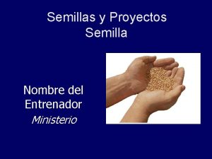 Semillas y Proyectos Semilla Nombre del Entrenador Ministerio