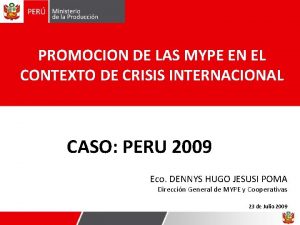 PROMOCION DE LAS MYPE EN EL CONTEXTO DE