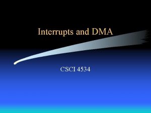 Interrupts and DMA CSCI 4534 The Role of