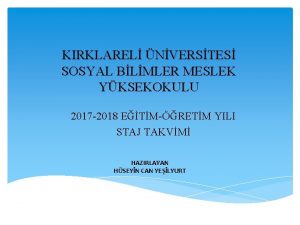 KIRKLAREL NVERSTES SOSYAL BLMLER MESLEK YKSEKOKULU 2017 2018