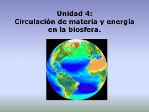 Unidad 4 Circulacin de materia y energa en