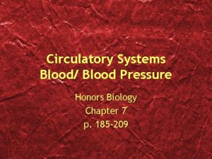 Circulatory Systems Blood Blood Pressure Honors Biology Chapter