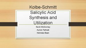 KolbeSchmitt Salicylic Acid Synthesis and Utilization Kevin Mc