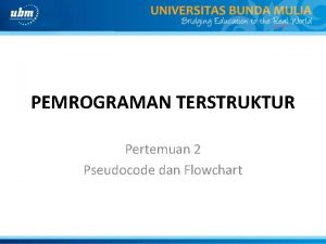 PEMROGRAMAN TERSTRUKTUR Pertemuan 2 Pseudocode dan Flowchart PENGANTAR