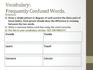 Vocabulary Frequently Confused Words Directions 1 Draw a