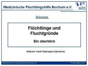 Medizinische Flchtlingshilfe Bochum e V Schulung Flchtlinge und