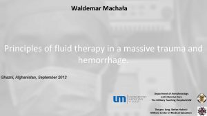 Waldemar Machaa Principles of fluid therapy in a