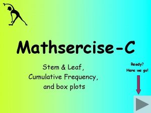 MathserciseC Stem Leaf Cumulative Frequency and box plots