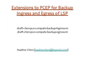 Extensions to PCEP for Backup Ingress and Egress