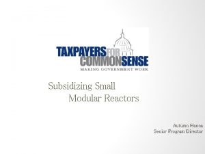 Subsidizing Small Modular Reactors Autumn Hanna Senior Program