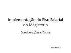 Implementao do Piso Salarial do Magistrio Consideraes e