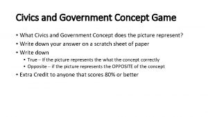 Civics and Government Concept Game What Civics and