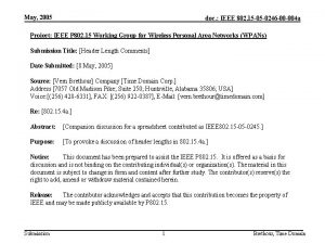 May 2005 doc IEEE 802 15 05 0246