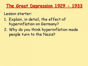 The Great Depression 1929 1933 Lesson starter 1