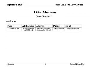 September 2009 doc IEEE 802 11 091062 r