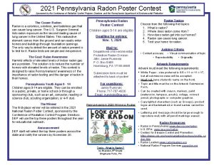 2021 Pennsylvania Radon Poster Contest Sponsored by the