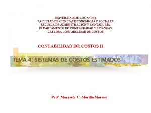 UNIVERIDAD DE LOS ANDES FACULTAD DE CIENCIAS ECONMICAS