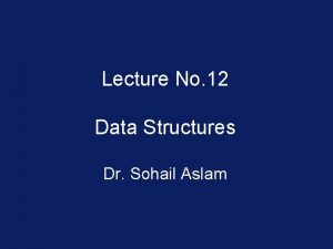 Lecture No 12 Data Structures Dr Sohail Aslam