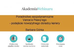 Poradnictwo socjodynamiczne Vancea Peavyego podejcie nowoytnego doradcy kariery