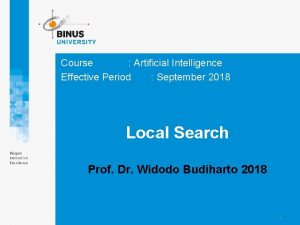 Course Artificial Intelligence Effective Period September 2018 Local