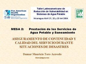 Taller Latinoamericano de Reduccin de Vulnerabilidad en Sistemas