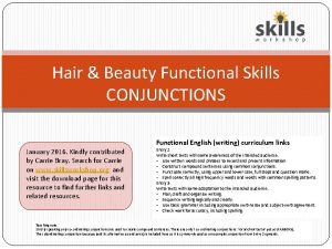 Hair Beauty Functional Skills CONJUNCTIONS Functional English writing