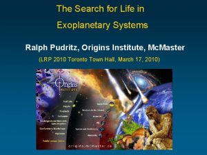 The Search for Life in Exoplanetary Systems Ralph