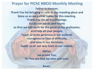 Prayer for PICh E NBOD Monthly Meeting Father