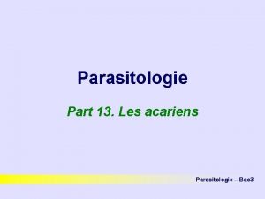 Parasitologie Part 13 Les acariens Parasitologie Bac 3