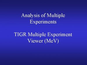 Analysis of Multiple Experiments TIGR Multiple Experiment Viewer