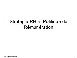 Stratgie RH et Politique de Rmunration Cours G