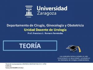 Departamento de Ciruga Ginecologa y Obstetricia Unidad Docente