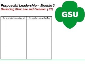 Purposeful Leadership Module 3 Balancing Structure and Freedom