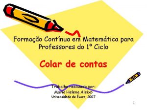 Formao Contnua em Matemtica para Professores do 1