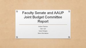 Faculty Senate and AAUP Joint Budget Committee Report