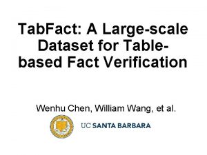 Tab Fact A Largescale Dataset for Tablebased Fact