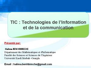 TIC Technologies de lInformation et de la communication