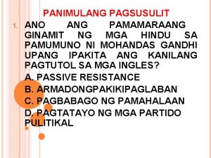 1 PANIMULANG PAGSUSULIT ANO ANG PAMAMARAANG GINAMIT NG