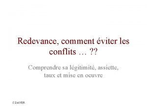 Redevance comment viter les conflits Comprendre sa lgitimit