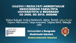 Jelica Proti Elektrotehniki fakultet U okviru inicijalne akreditacije