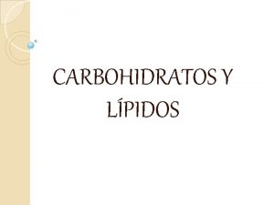 CARBOHIDRATOS Y LPIDOS CARBOHIDRATOS Sinnimos azucares glcidos hidrato
